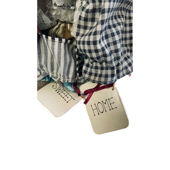 Stuffed Plush Toy Country Cow Handmade Dress Blue White Plaid 17" Animal - Picture 5 of 8